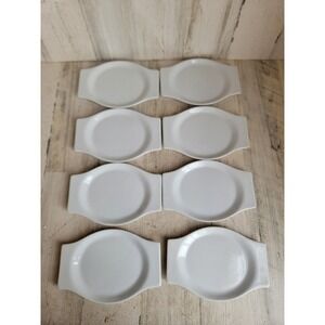 Crate Barrel white small porcelain under bowl plate oblong set kitchen